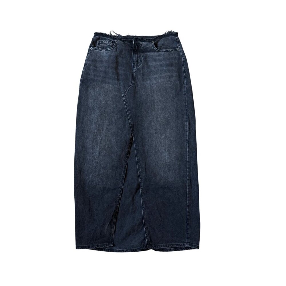 Wild Fable Women's Size 6 Black Long Slit Denim High Rise Skirt Grunge Y2k